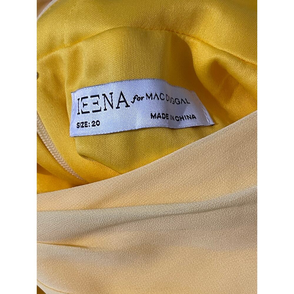 Mac Duggal Size 20 Plus A 55793 Chiffon Faux Wrap A Line Gown Buttercup Yellow - Picture 6 of 7